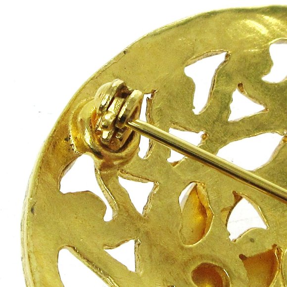 AUTHENTIC CHANEL CC Logos Medallion Motif Brooch Pin Corsage Gold-Tone 9 - Picture 3 of 4